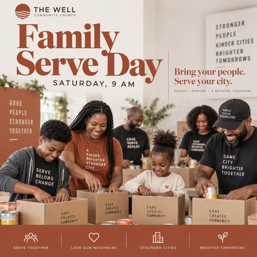 Family Serve Day invitation, concept work